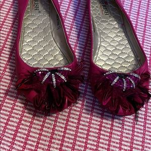 CHERISH FUSHIA LEATHER BABY FLATS 7.5